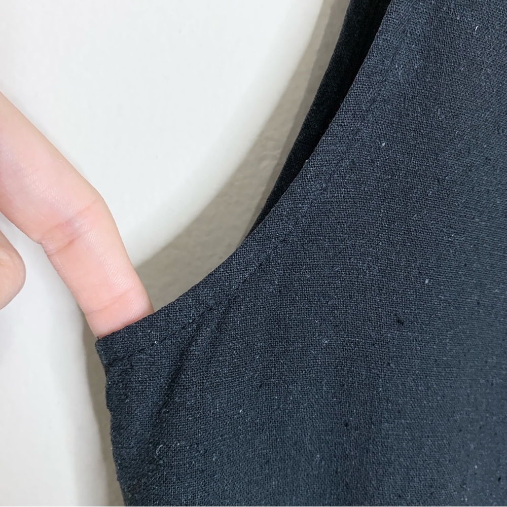 Ozma Coverall Jumpsuit (Sz L) Sleeveless Tapered Crop Raw Silk Noil Black - Picture 8 of 13